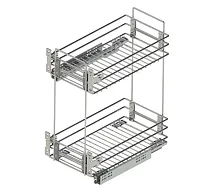 Бутылочница Квадро в модуль 300 мм, направляющие GTV с доводчиком, хром